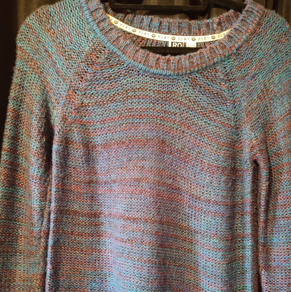 Roxy Knit Pullover Marble Blue Purple Green Small - Picture 2 of 9